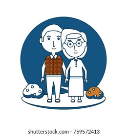 cartoon eldery couple icon over white background colorful design vector illustration