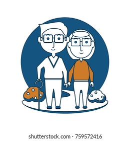 cartoon eldery couple icon over white background colorful design vector illustration