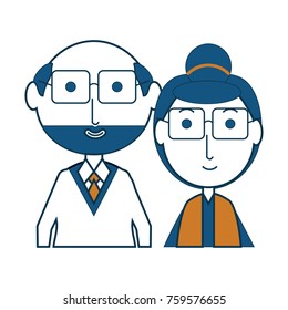 cartoon eldery couple icon over white background colorful design vector illustration