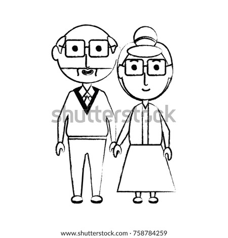 cartoon eldery couple icon over white background vector illustration