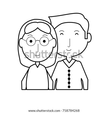 cartoon eldery couple icon over white background vector illustration