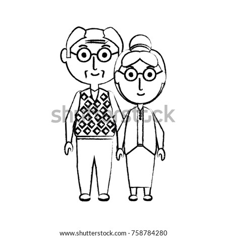 cartoon eldery couple icon over white background vector illustration