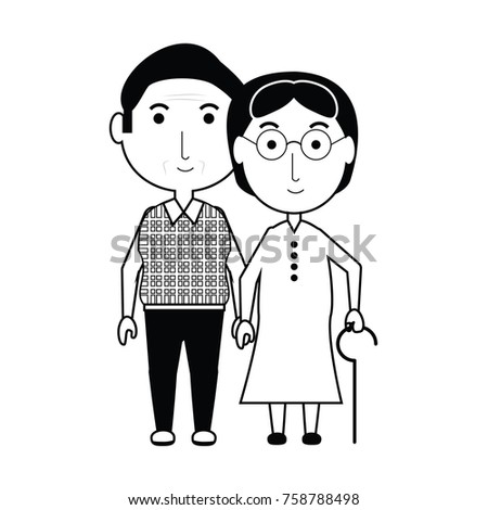 cartoon eldery couple icon over white background vector illustration