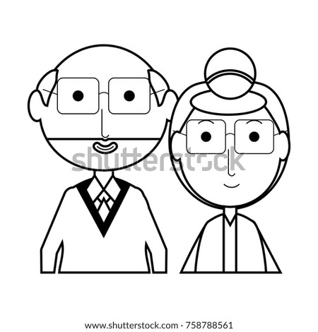 cartoon eldery couple icon over white background vector illustration