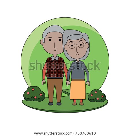 cartoon eldery couple icon over white background colorful design vector illustration