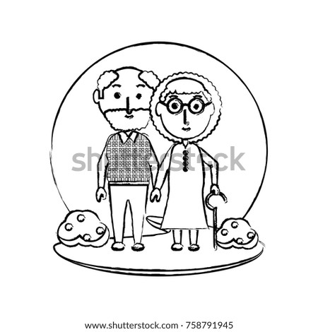 cartoon eldery couple icon over white background vector illustration