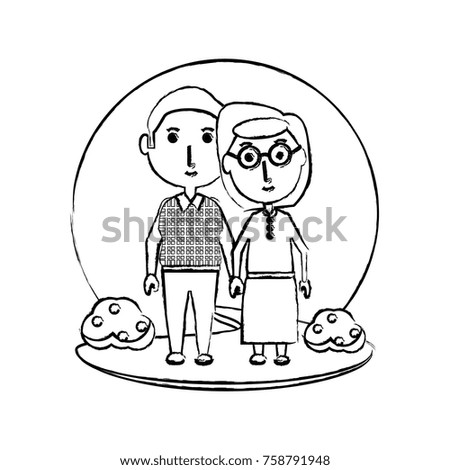 cartoon eldery couple icon over white background vector illustration