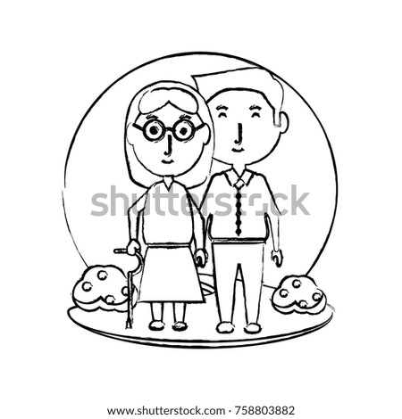 cartoon eldery couple icon over white background vector illustration