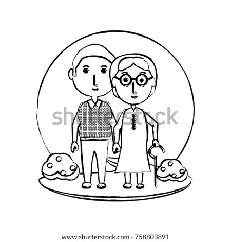 cartoon eldery couple icon over white background vector illustration