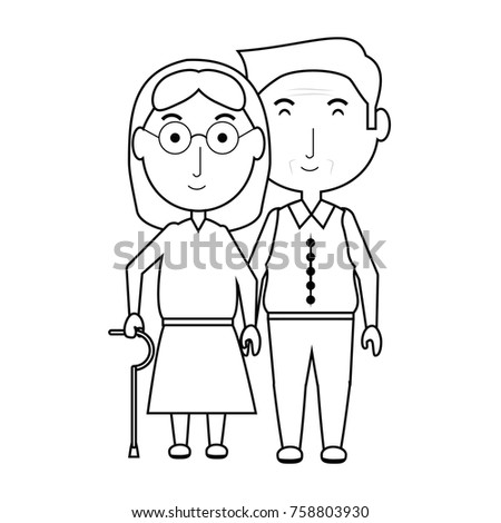 cartoon eldery couple icon over white background vector illustration