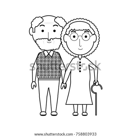 cartoon eldery couple icon over white background vector illustration