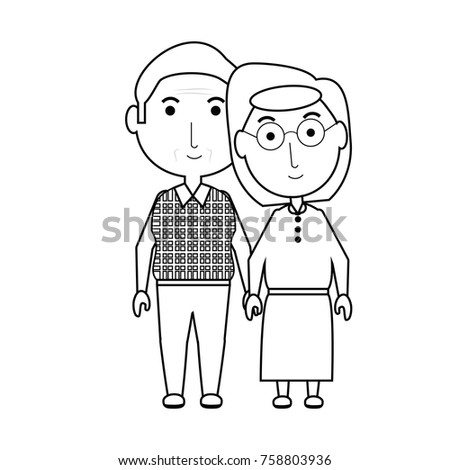cartoon eldery couple icon over white background vector illustration