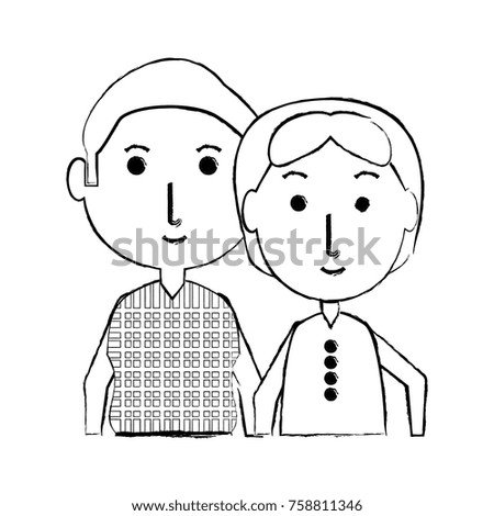 cartoon eldery couple icon over white background vector illustration