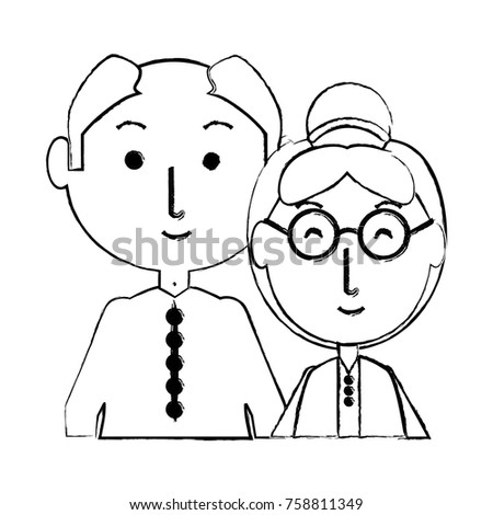 cartoon eldery couple icon over white background vector illustration