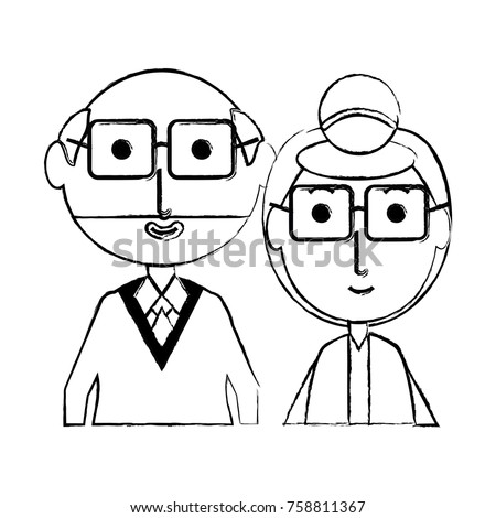 cartoon eldery couple icon over white background vector illustration