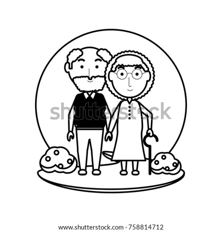 cartoon eldery couple icon over white background vector illustration