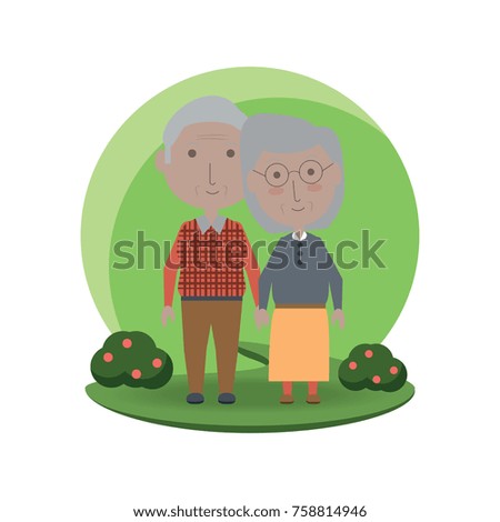 cartoon eldery couple icon over white background colorful design vector illustration
