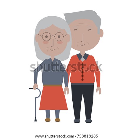 cartoon eldery couple icon over white background colorful design vector illustration