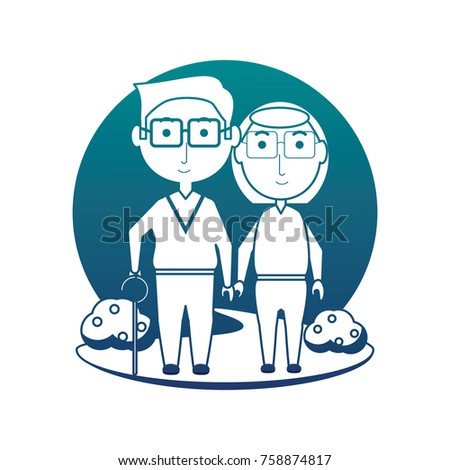 cartoon eldery couple icon over white background vector illustration