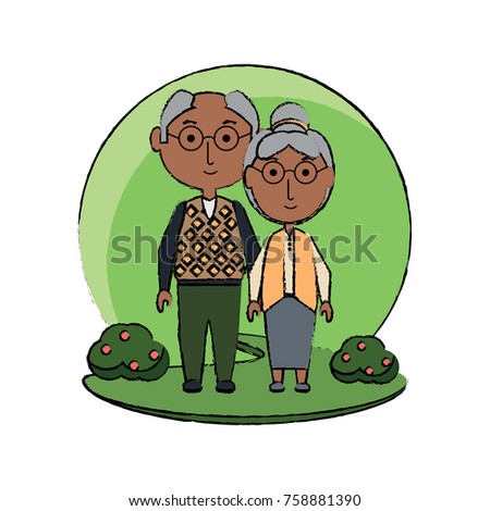 cartoon eldery couple icon over white background colorful design vector illustration