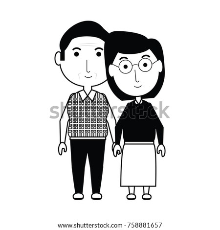 cartoon eldery couple icon over white background vector illustration