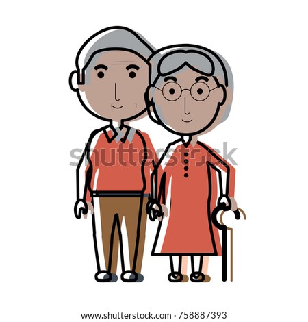 cartoon eldery couple icon over white background colorful design vector illustration