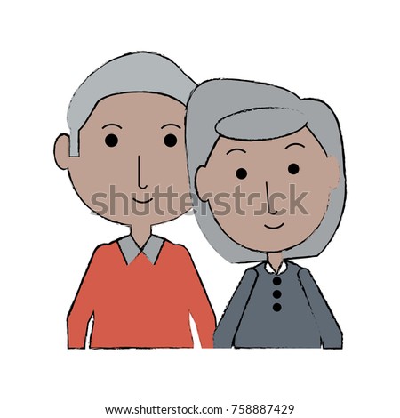 cartoon eldery couple icon over white background colorful design vector illustration