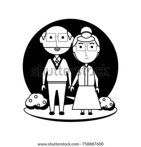 cartoon eldery couple icon over white background vector illustration