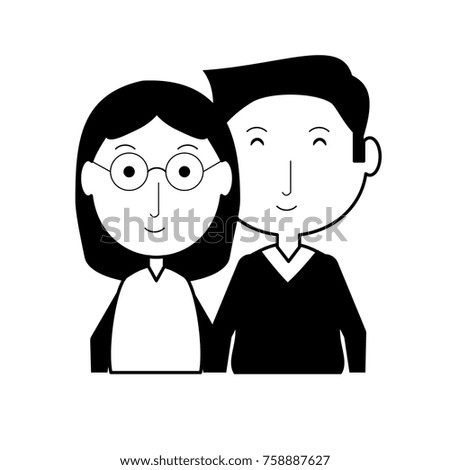 cartoon eldery couple icon over white background vector illustration