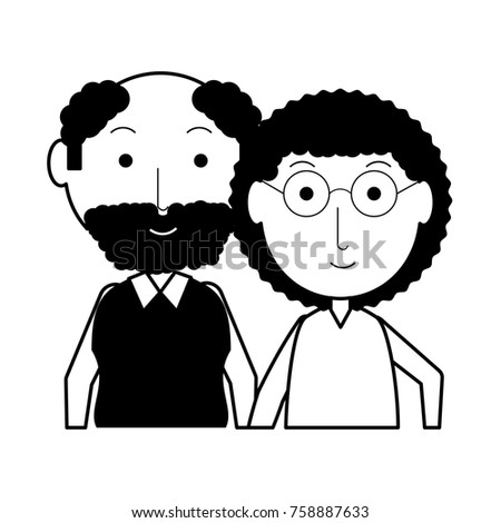 cartoon eldery couple icon over white background vector illustration