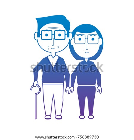 cartoon eldery couple icon over white background vector illustration