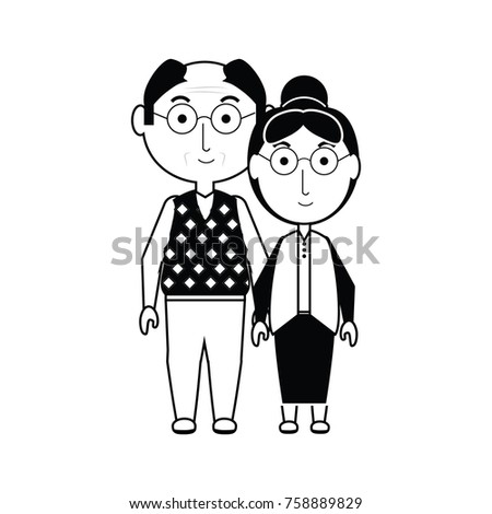 cartoon eldery couple icon over white background vector illustration