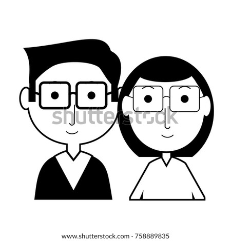 cartoon eldery couple icon over white background vector illustration