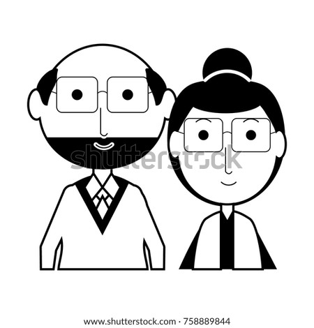 cartoon eldery couple icon over white background vector illustration