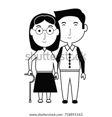 cartoon eldery couple icon over white background vector illustration