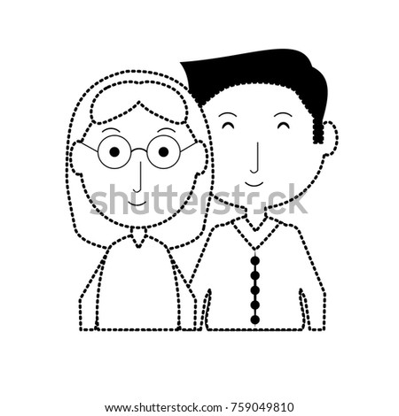 cartoon eldery couple icon over white background vector illustration