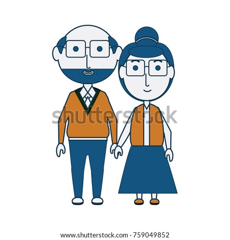 cartoon eldery couple icon over white background colorful design vector illustration