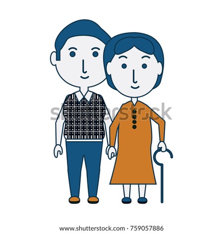 cartoon eldery couple icon over white background colorful design vector illustration