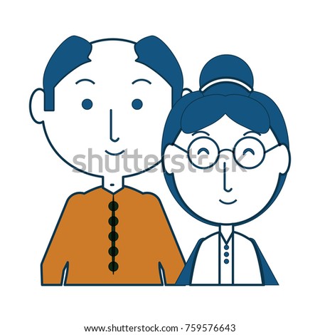 cartoon eldery couple icon over white background colorful design vector illustration