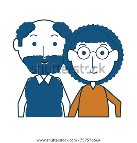 cartoon eldery couple icon over white background colorful design vector illustration