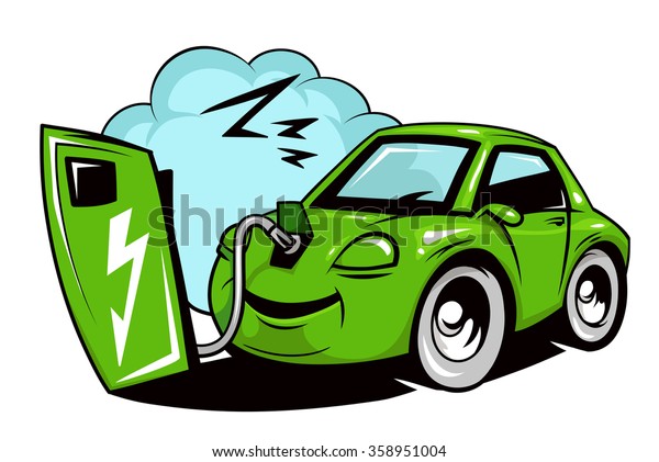 Cartoon electric car\
battery charging 