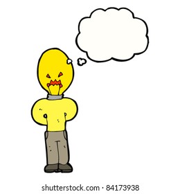 hombre cabeza de bombilla eléctrica de dibujos animados
