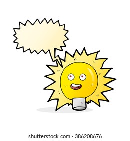 bombilla eléctrica de dibujos animados con burbuja de habla