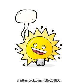 bombilla eléctrica de dibujos animados con burbuja de habla