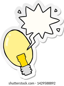 cartoon electric light with speech bubble sticker