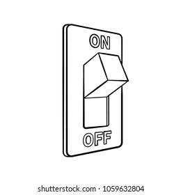 Cartoon electric switch, black and white, hand drawn, sketch style, isolated on white background. Vector illustration