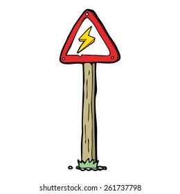 cartoon electrical warning sign