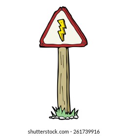 cartoon electrical warning sign