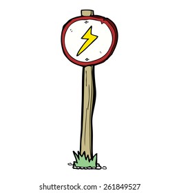 cartoon electrical warning sign