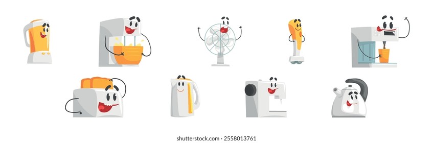 Cartoon Electronic Device and Home Appliance Vector Set